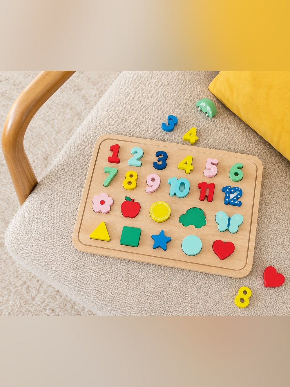 NWT PETIT COLLAGE
Wooden Tray Puzzle: Numbers, Shapes & Colors - Picture 8 of 11